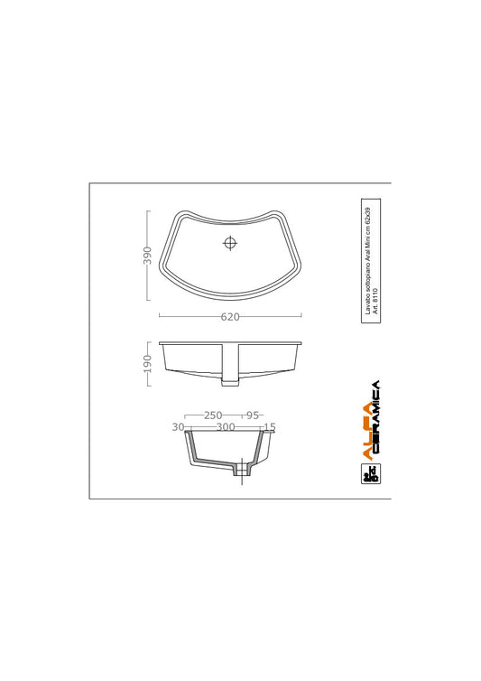 Mini lavabo sous plan Aral 62x39 cm