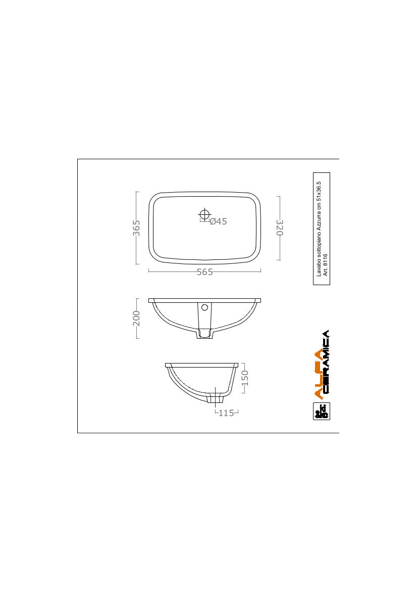 Lavabo sous plan 56,5 x 36,5 cm Bleu