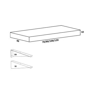 Mensola porta lavabo cm 100x46 Unika
