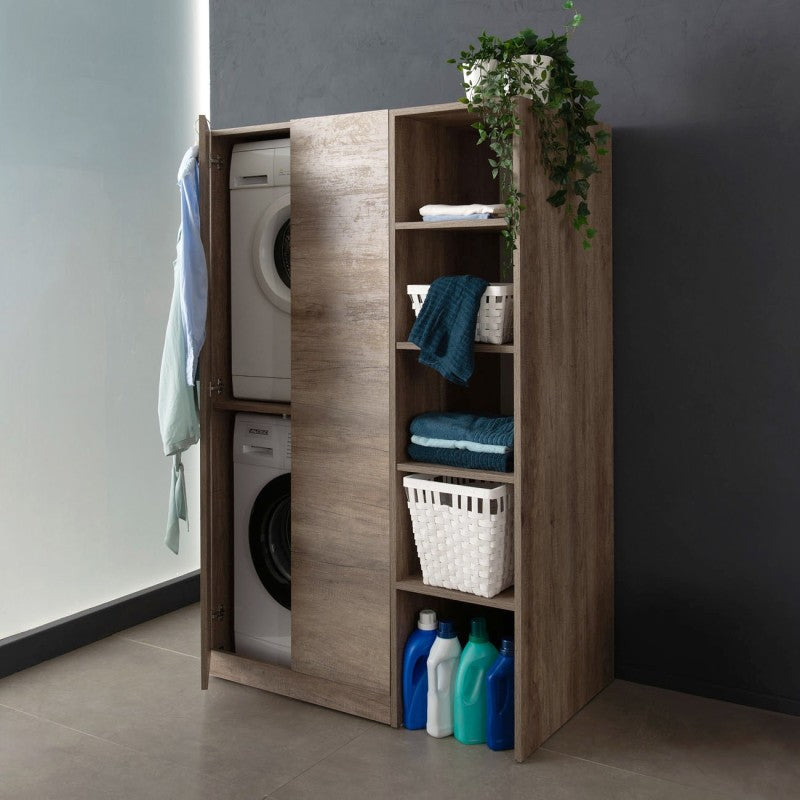 Composizione bagno lavanderia cm 110 con colonna portalavatrice asciugatrice