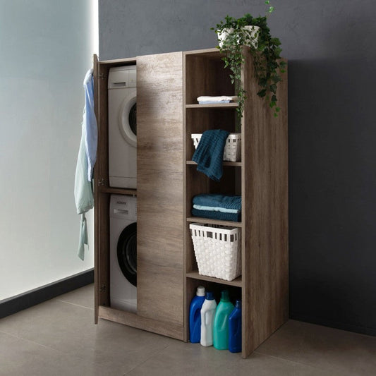 Composizione bagno lavanderia cm 110 con colonna portalavatrice asciugatrice