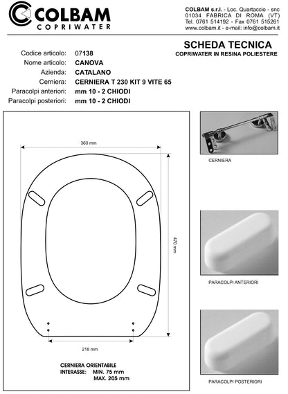 Siège de toilette compatible Canova