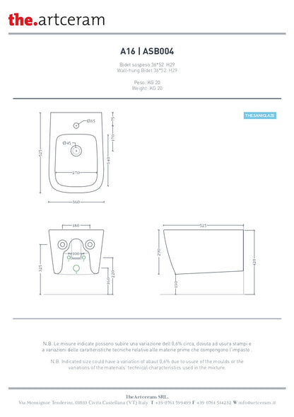 Bidet Sospeso 36x52 A16
