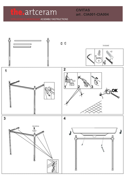 Structure carrée pour lavabo suspendu Civitas