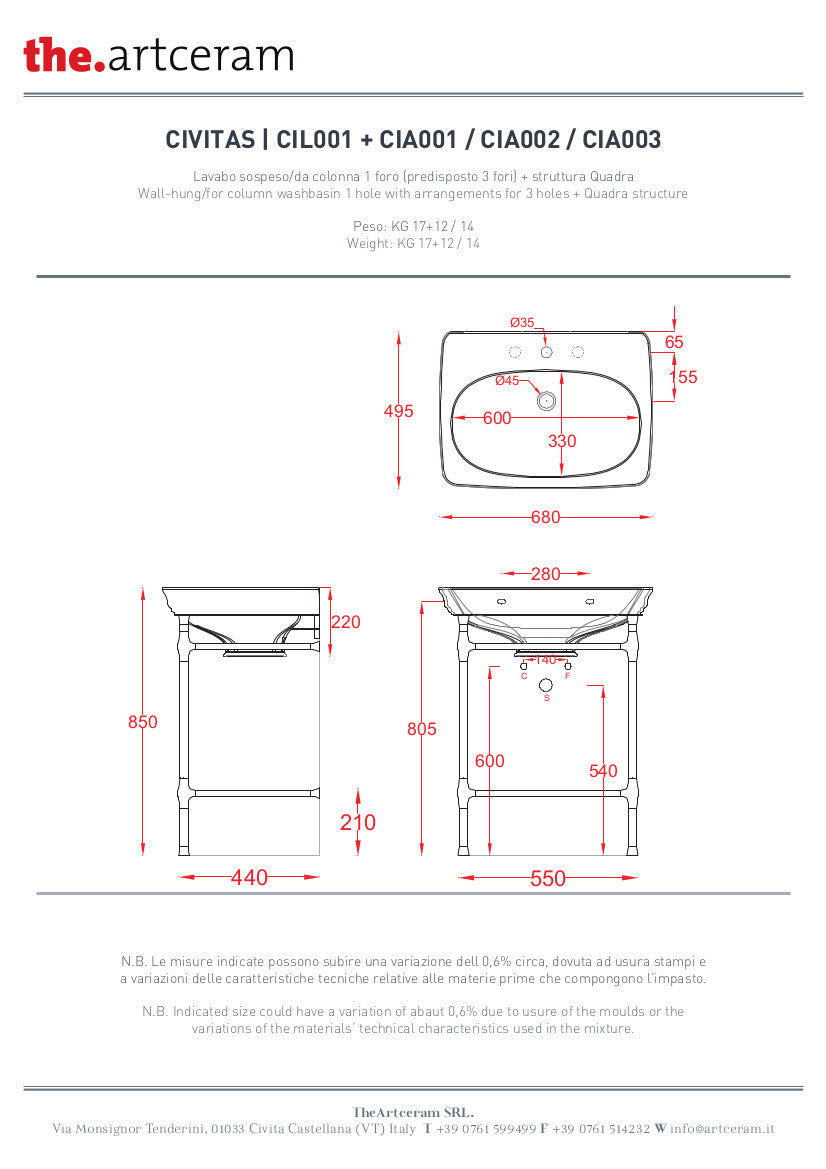 Structure carrée pour lavabo suspendu Civitas