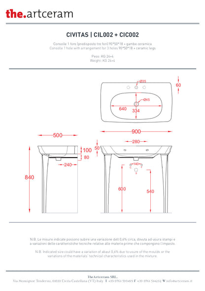 Structure carrée pour lavabo suspendu Civitas