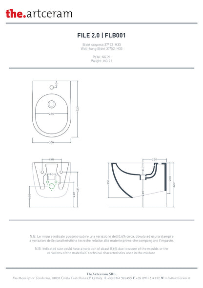 Bidet Sospeso cm 37x52 File 2.0