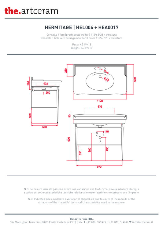 112 Structure du lavabo Hermitage
