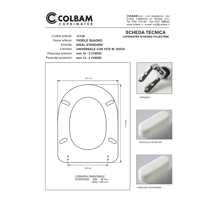 Siège de toilette compatible Fiorile Quadro