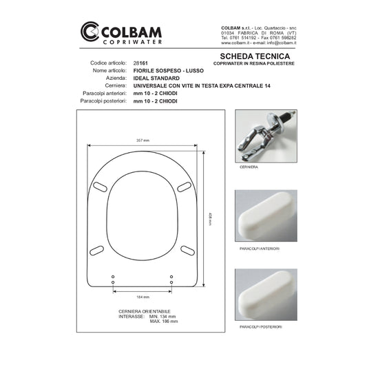 Siège de toilette suspendu Fiorile compatible avec les modèles de luxe