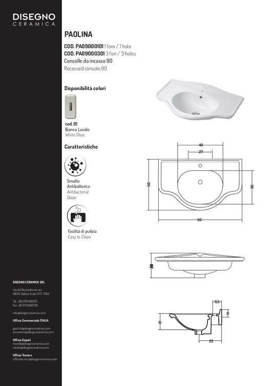 Lavabo Consolle cm 90 Paolina
