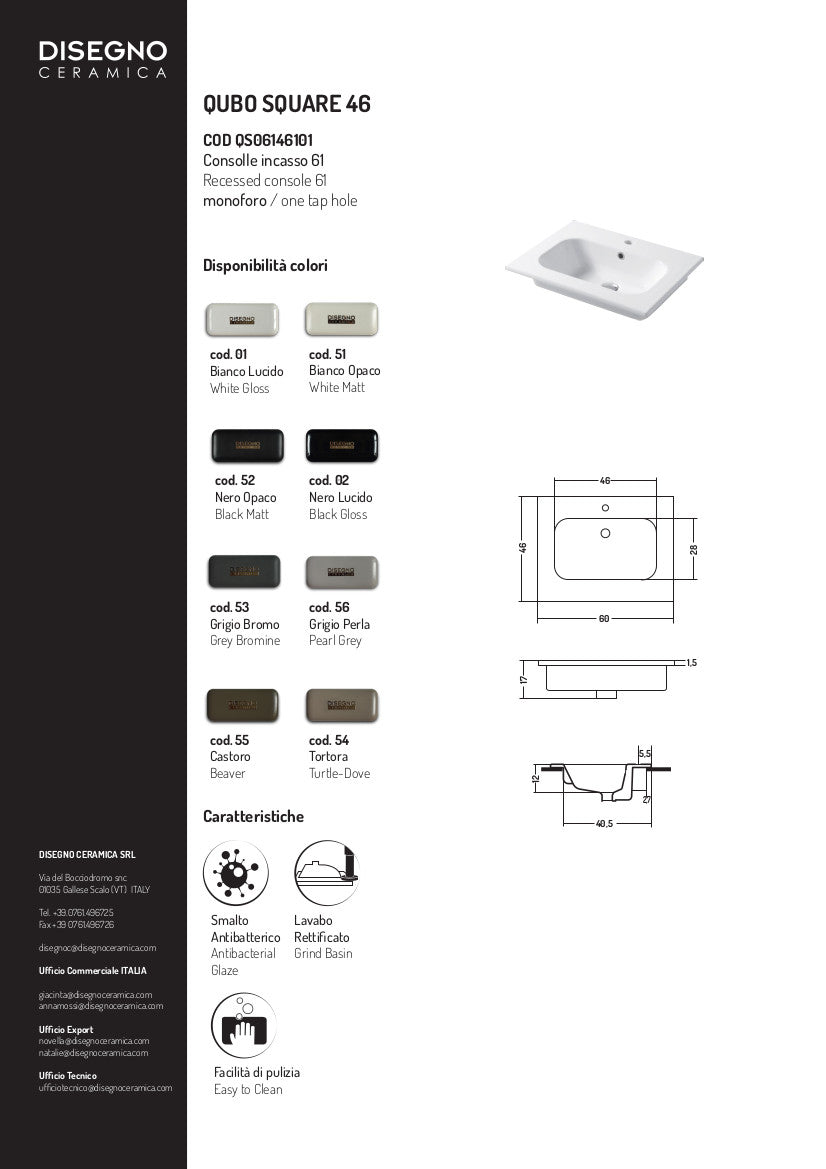 Consolle da incasso cm 61x46 Qubo Square 46