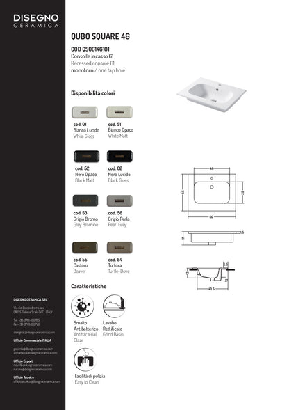 Consolle da incasso cm 61x46 Qubo Square 46