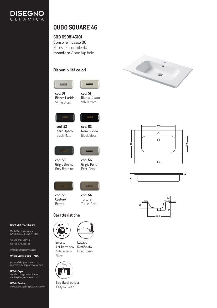 Consolle da incasso cm 81x46 Qubo Square