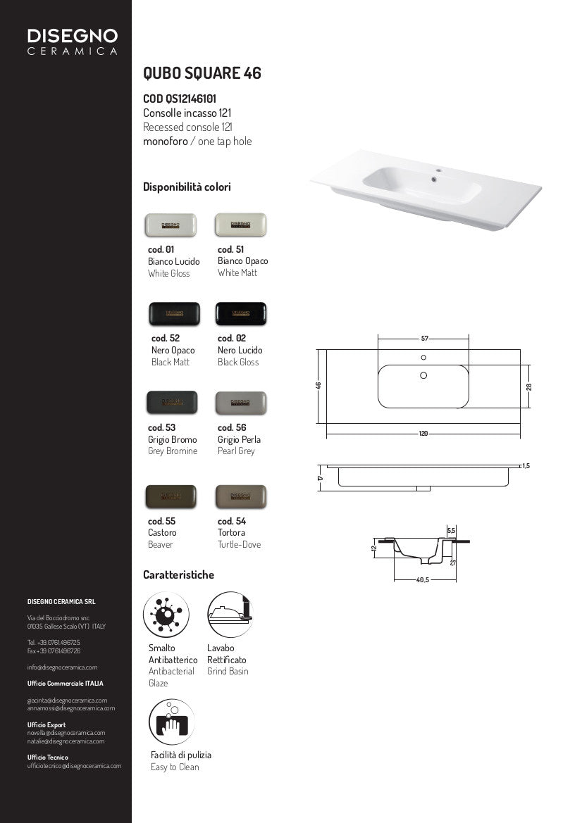 Console intégrée Qubo Square 46, 121 x 46 cm