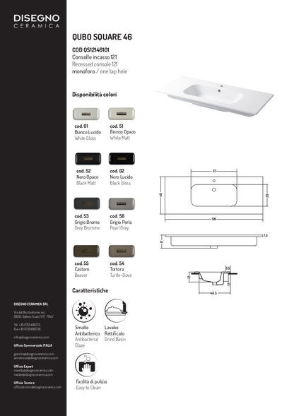Console intégrée Qubo Square 46, 121 x 46 cm