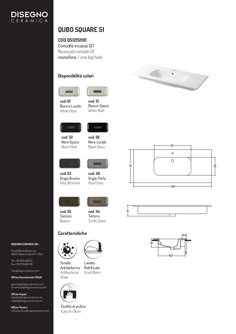 Consolle da incasso cm 121x51 Qubo Square