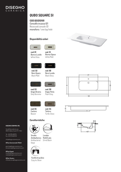 Consolle da incasso cm 121x51 Qubo Square