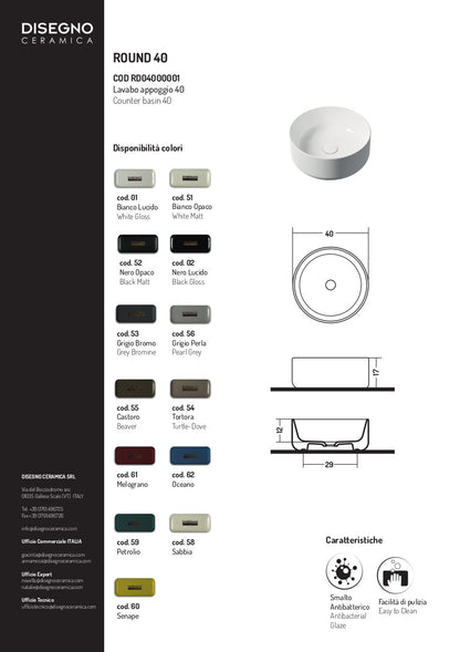 Lavabo Appoggio cm 40 Round