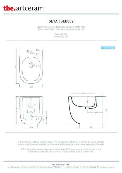 Bidet a Terra 36x54 Seta