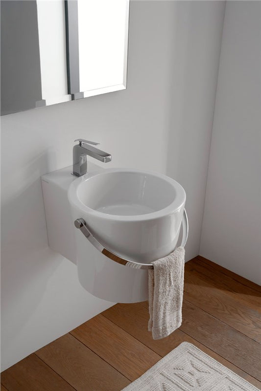 Lavabo mural/à poser de 40 cm avec seau