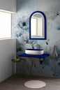 COMPOSITION BUCCHERO AVEC ÉTAGÈRE ET MIROIR BLEU SAPHIR