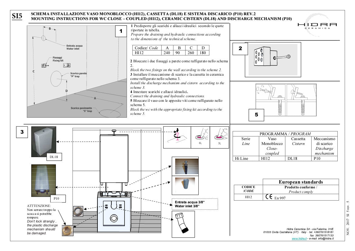 Vaso Wc Monoblocco Hi-Line