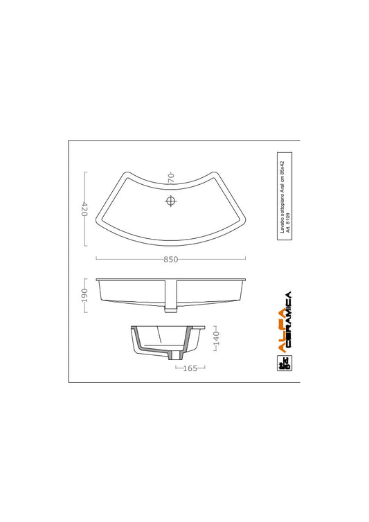 Lavabo sous plan Aral 85x42 cm