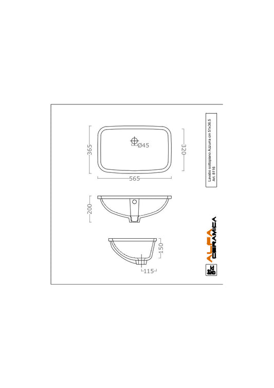 Lavabo sous plan 56,5 x 36,5 cm Bleu