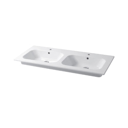 Console encastrée carrée Qubo 121 cm avec double vasque