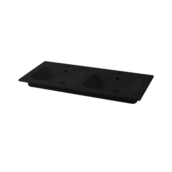 Console encastrée carrée Qubo 121 cm avec double vasque