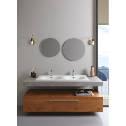 Lavabo double encastré 121 x 46 x h 16,8 cm Soft