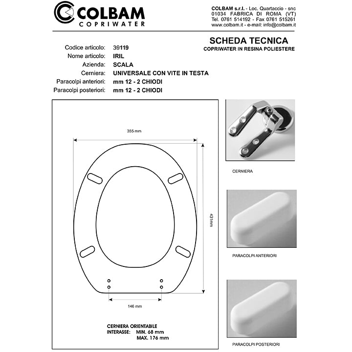 Siège de toilette compatible avec Iril