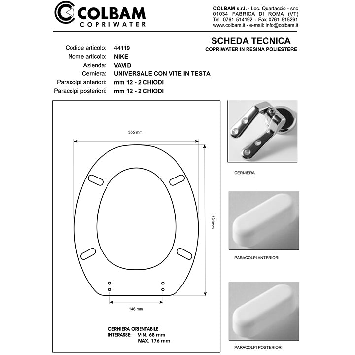 Copriwater Compatibile Farnese/Nike/Partenopea