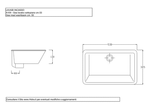 Lavabo sous plan 53 x 34,5 cm