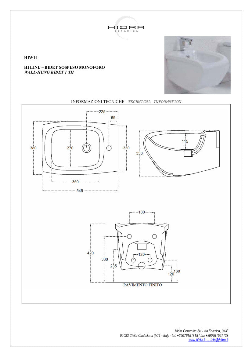 Toilettes suspendues Hi-Line avec bidet