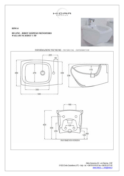 Toilettes suspendues Hi-Line avec bidet