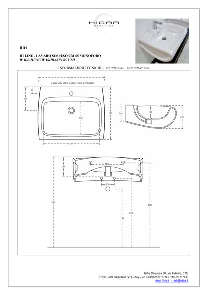 Lavabo suspendu Hi-Line 65 x 55 cm