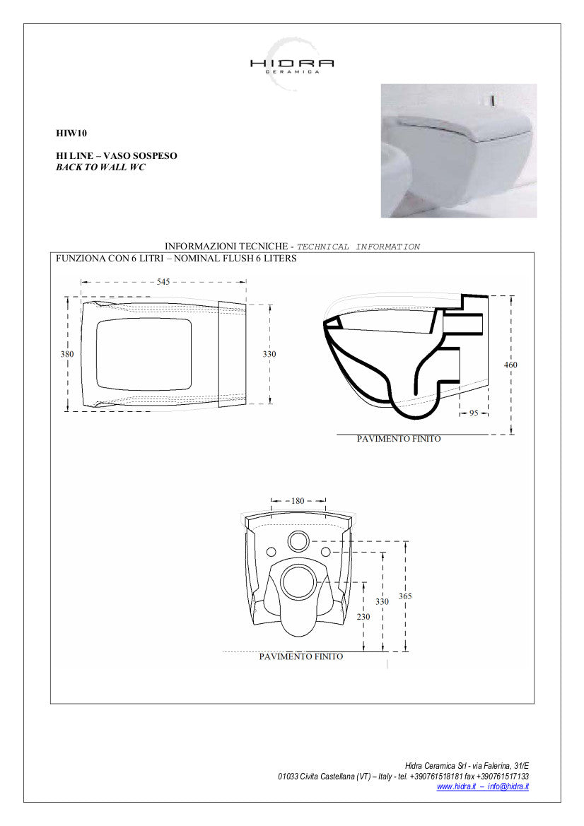 Toilettes suspendues Hi-Line avec bidet