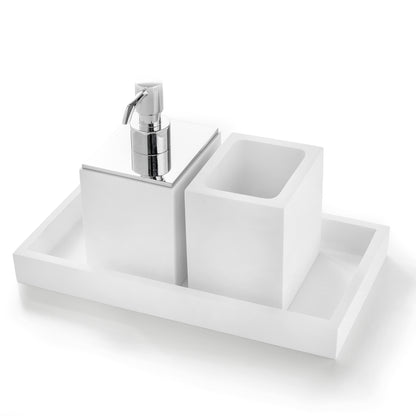 set porta spazzolini, dispenser sapone e vassoio BeMood bianco 3SC