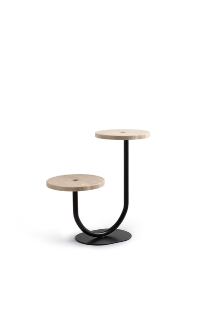 Tabouret à structure métallique et plateau en marbre