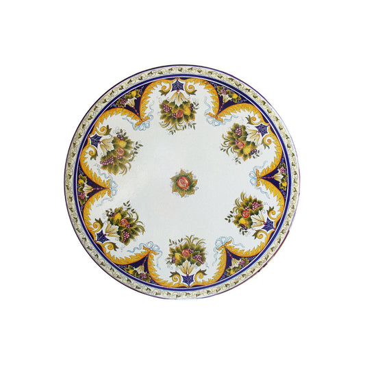 Table ronde en pierre de lave bleu océan