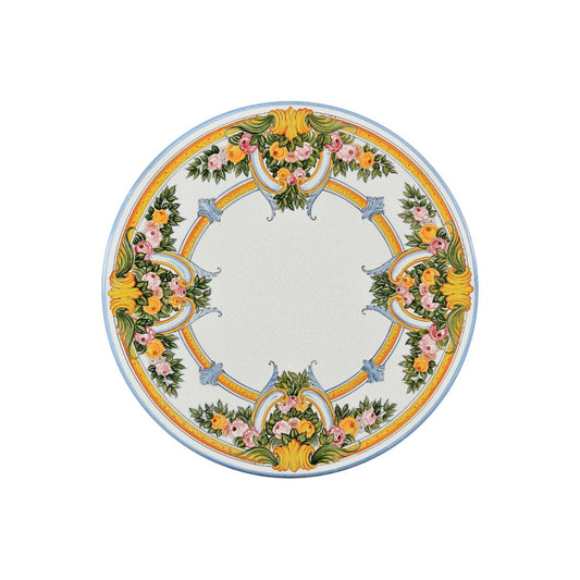 Table ronde en pierre de lave bleu océan